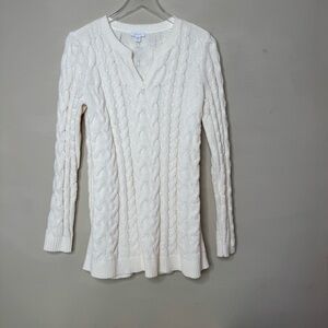 J. Jill Chenille Sweater Cable Knit, Cream White Color size small tall